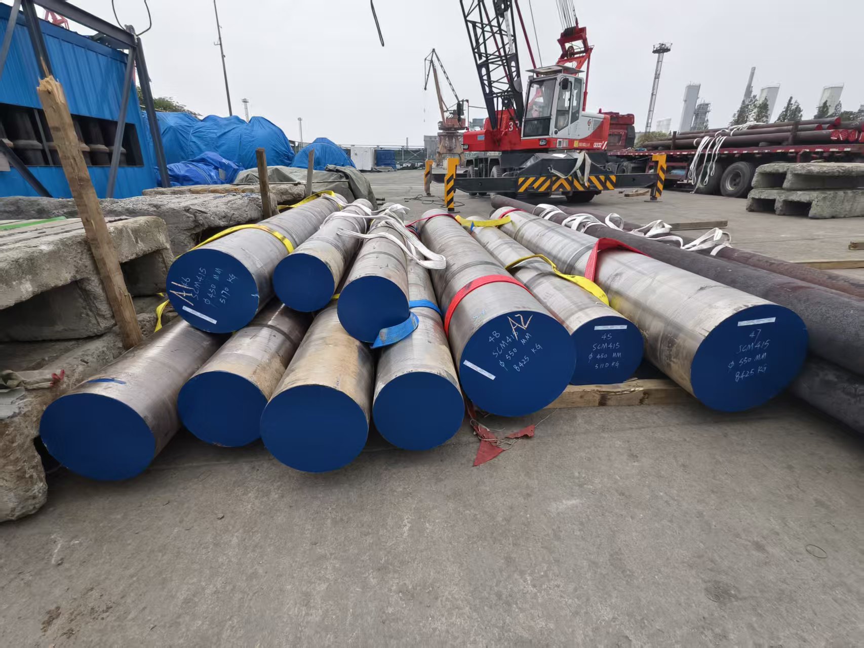 Round bar stock at port yard